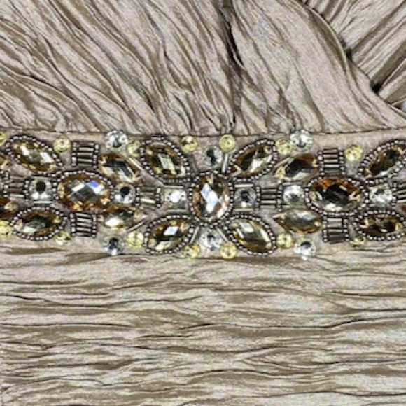 Eliza J Ruched Embellished Cocktail Dress Champagne Size 4 - Picture 6 of 8